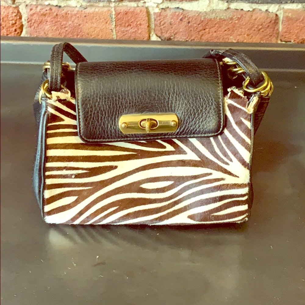 Zebra print leather bag